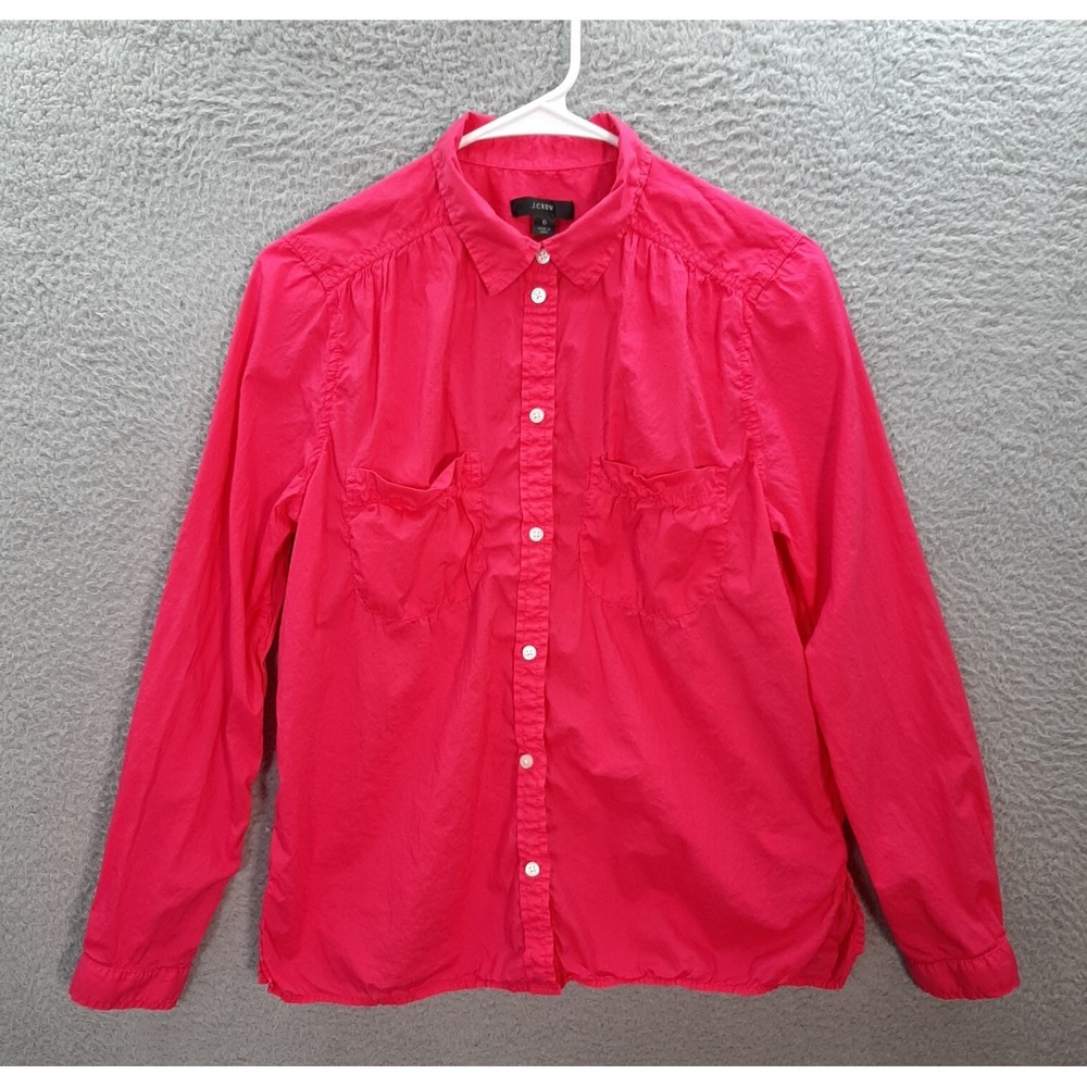 J Crew Shirt Womens 6 Pink Long Sleeve Top Preppy Careerwear Workwear Casual